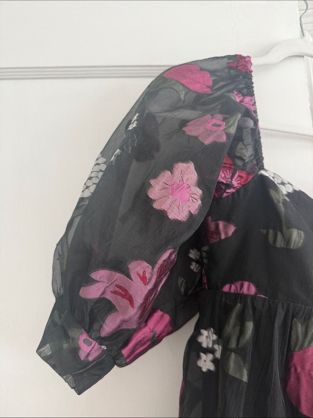 Amanda Uprichard Theodora Floral Brocade Puff-Sleeve Mini Dress View 2